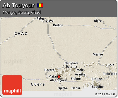 Shaded Relief Panoramic Map of Ab Touyour