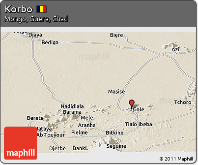 Shaded Relief Panoramic Map of Korbo