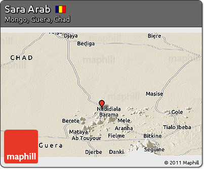 Shaded Relief Panoramic Map of Sara Arab