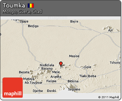 Shaded Relief Panoramic Map of Toumka
