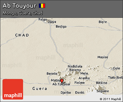 Shaded Relief Panoramic Map of Ab Touyour