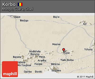Shaded Relief Panoramic Map of Korbo