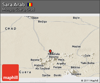 Shaded Relief Panoramic Map of Sara Arab