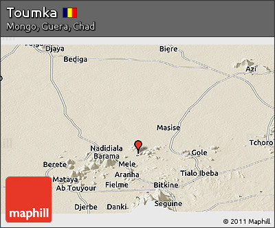 Shaded Relief Panoramic Map of Toumka