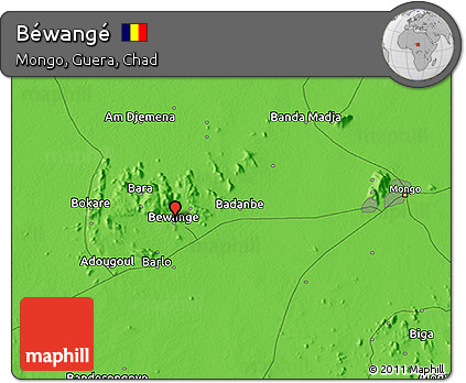 Political 3D Map of Béwangé