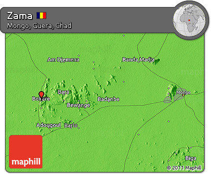 Political 3D Map of Zama