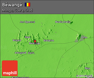 Political 3D Map of Béwangé