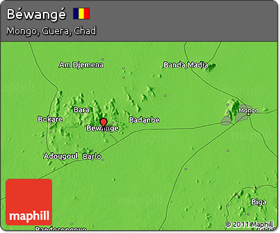 Political 3D Map of Béwangé
