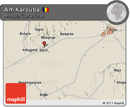 Shaded Relief 3D Map of Am Karouba