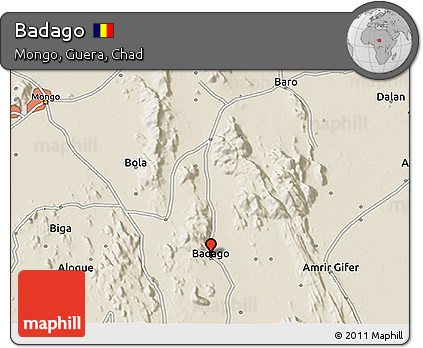 Shaded Relief 3D Map of Badago