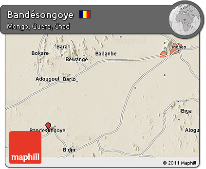 Shaded Relief 3D Map of Bandésongoye