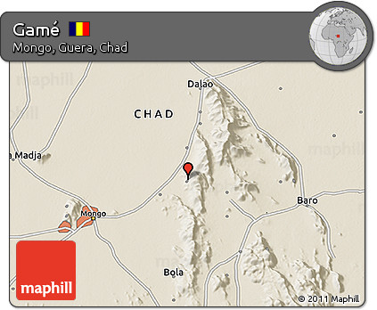 Shaded Relief 3D Map of Gamé