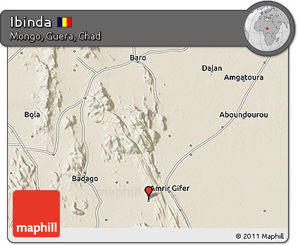 Shaded Relief 3D Map of Ibinda