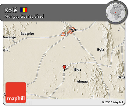 Shaded Relief 3D Map of Kolé
