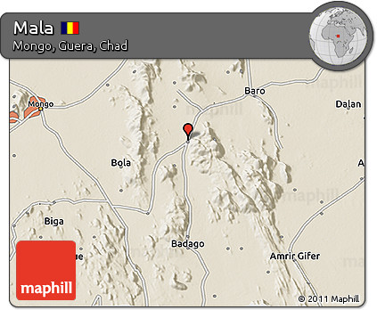 Shaded Relief 3D Map of Mala