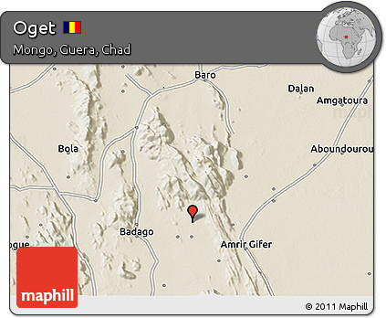 Shaded Relief 3D Map of Oget