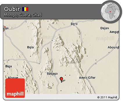 Shaded Relief 3D Map of Oubir
