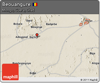 Shaded Relief 3D Map of Beouangure