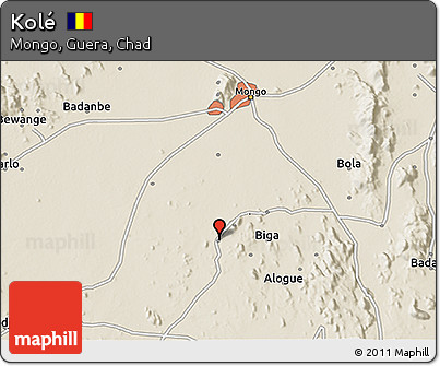 Shaded Relief 3D Map of Kolé