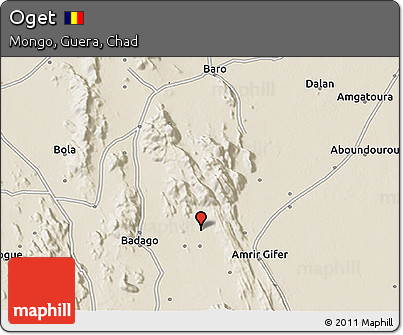 Shaded Relief 3D Map of Oget
