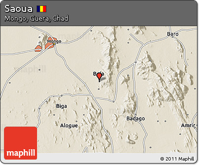 Shaded Relief 3D Map of Saoua