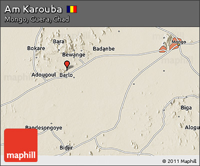 Shaded Relief 3D Map of Am Karouba