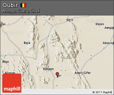 Shaded Relief 3D Map of Oubir
