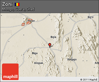 Shaded Relief 3D Map of Zoni