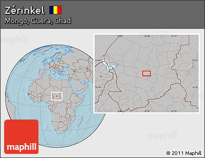 Gray Location Map of Zérinkel, hill shading