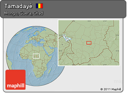 Savanna Style Location Map of Tamadayé, hill shading