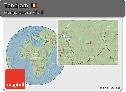 Savanna Style Location Map of Tandjam, hill shading