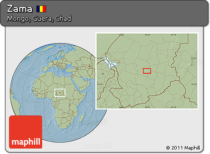 Savanna Style Location Map of Zama, hill shading
