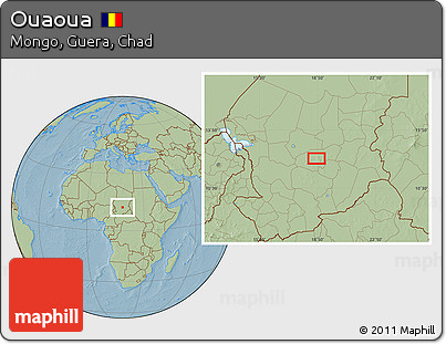 Savanna Style Location Map of Ouaoua, hill shading