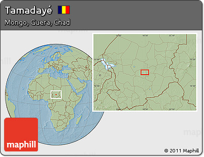 Savanna Style Location Map of Tamadayé, hill shading