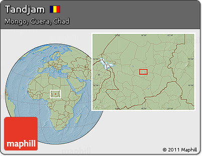 Savanna Style Location Map of Tandjam, hill shading