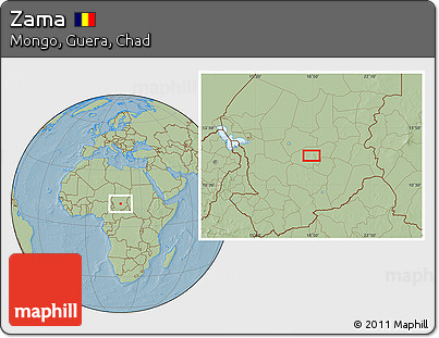 Savanna Style Location Map of Zama, hill shading