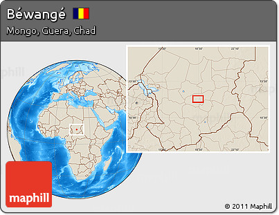 Shaded Relief Location Map of Béwangé