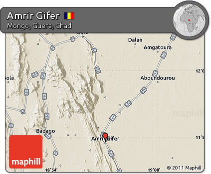 Shaded Relief Map of Amrir Gifer