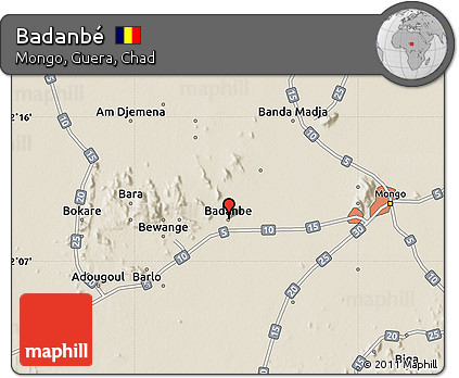 Shaded Relief Map of Badanbé