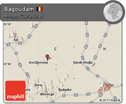 Shaded Relief Map of Bagoudam