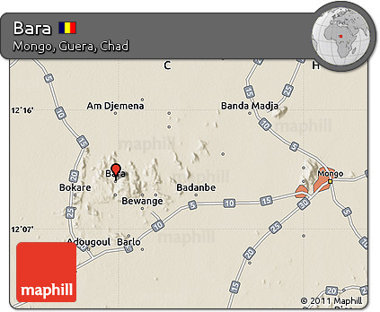 Shaded Relief Map of Bara