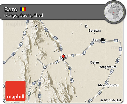 Shaded Relief Map of Baro