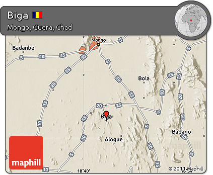 Shaded Relief Map of Biga