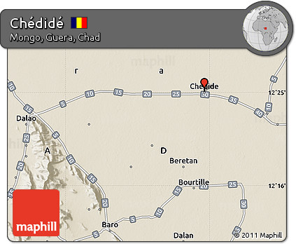 Shaded Relief Map of Chédidé