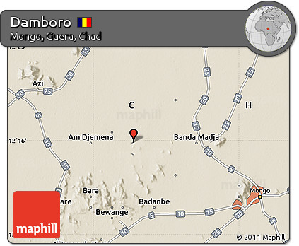 Shaded Relief Map of Damboro