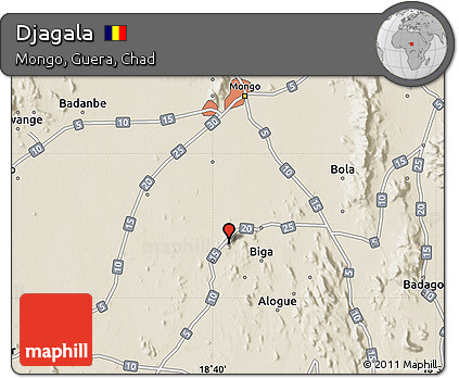 Shaded Relief Map of Djagala