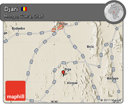Shaded Relief Map of Djari
