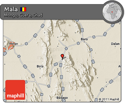 Shaded Relief Map of Mala