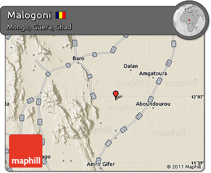 Shaded Relief Map of Malogoni