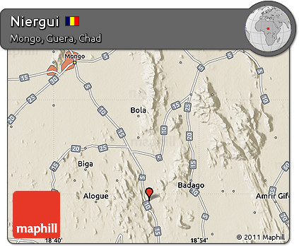 Shaded Relief Map of Niergui